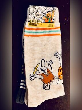 The Flintstones Officially Licensed Set of 2 Pairs of Crew Socks